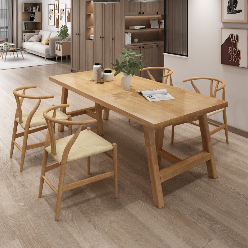 简约书房实木客厅大长书桌椅组合家用长方形洽谈会客茶桌办公桌子