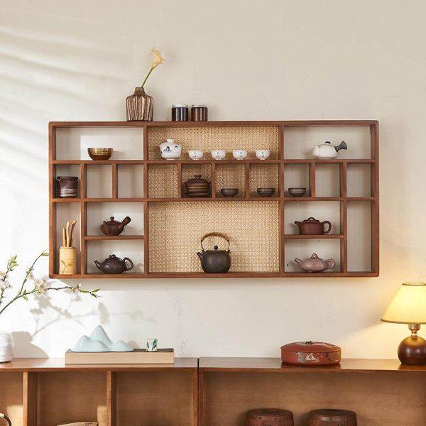 茶室摆件展示架实木藤编置物收纳展示茶杯茶宠架挂墙多宝格博古架,住宅家具,多宝格/博古架,淘宝优惠券,粉丝福利购,淘宝优惠卷