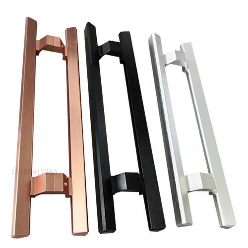 店铺玻璃门拉手黑色不锈钢有框门拉手铝合金木门把手可定制孔距长