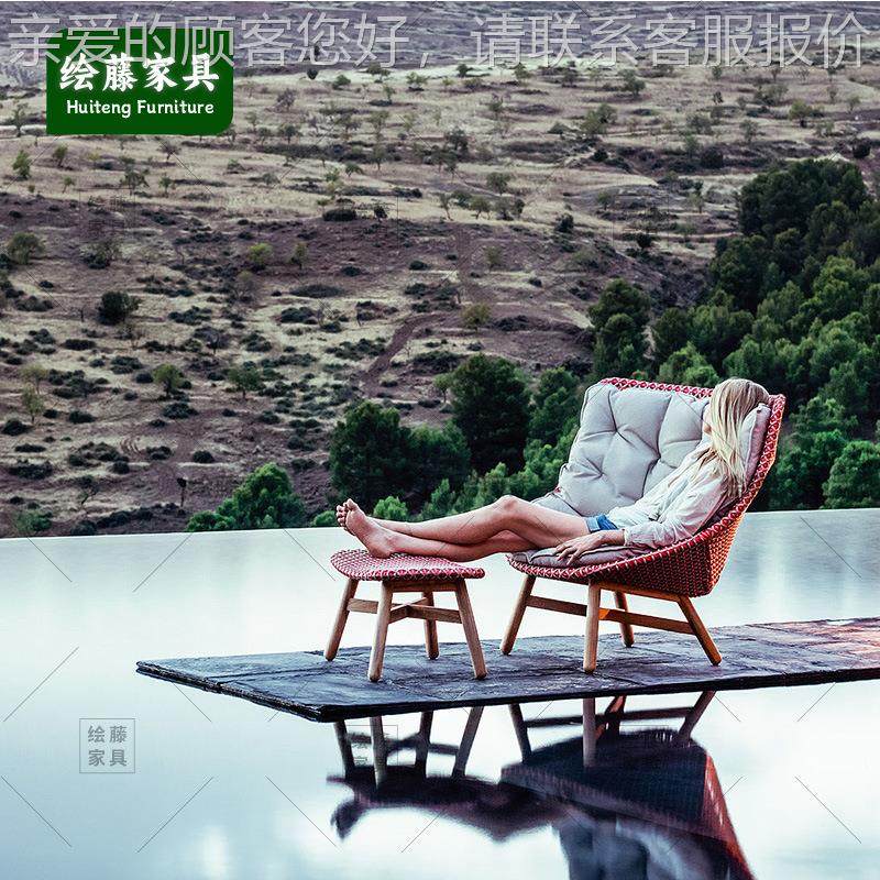 柚木户外沙发庭院闲室外714露天阳台藤编家具单休摇椅木藤实椅沙,住宅家具,户外沙发,淘宝优惠券,粉丝福利购,淘宝优惠卷