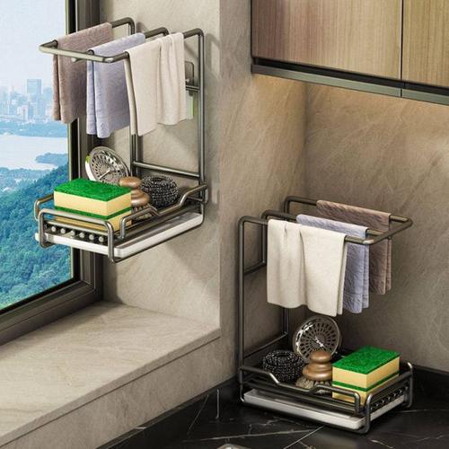 优勤抹布架免打孔厨房置物架水槽洗碗布沥水架海绵钢丝球收纳架