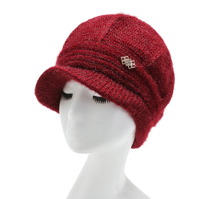 中老年女士针织帽加厚保暖妈妈帽子加绒防寒冬Q季百搭休闲韩毛线