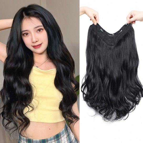 假发片一片式卷发无痕接发真发发片轻薄大波浪假发长发增发量蓬松