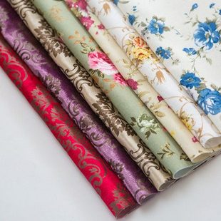 腈纶布料 高档烫金绒沙发亚麻小碎花布布头田园风飘窗帘桌布布料