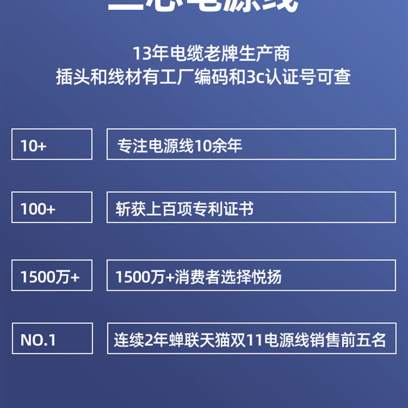 纯铜电线国标1.5/2.5/t4平方铜线带 插头铜芯三芯软/硬 线 护套线