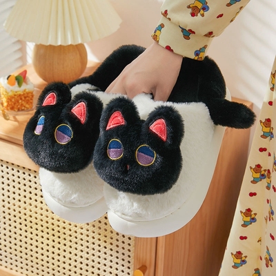 环球棉拖鞋女士冬季包跟室内x家居保暖外穿可爱厚底毛绒棉鞋女款