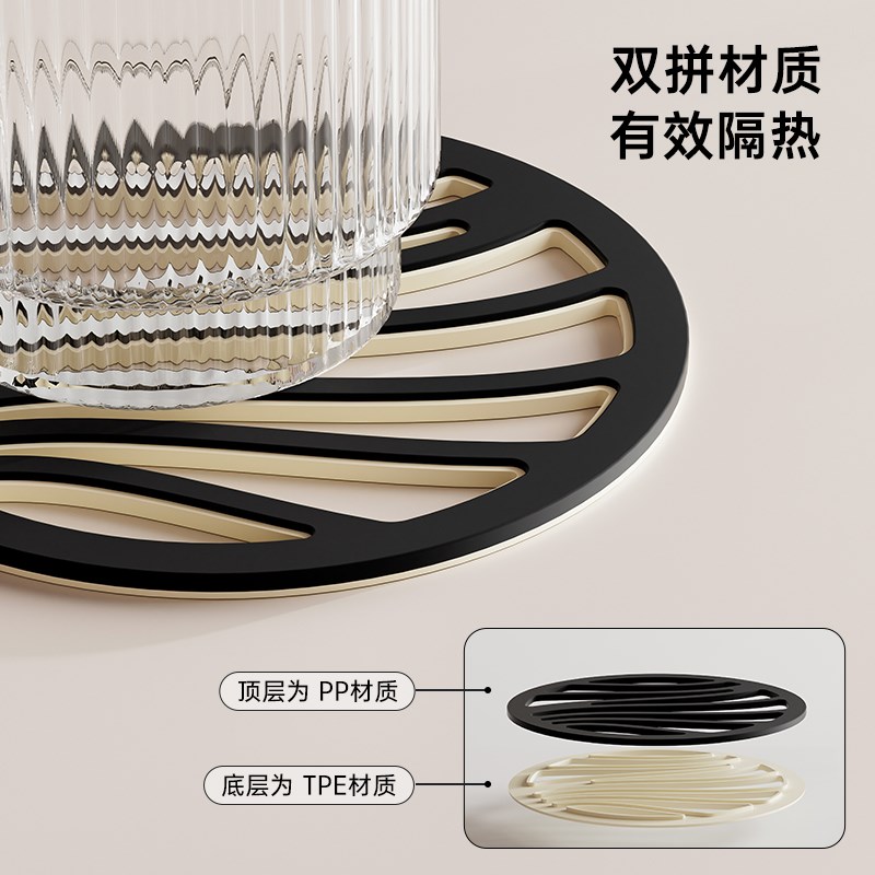 奶油风餐桌隔热垫家用硅胶u防烫垫碗垫耐高温耐热锅垫盘垫防滑加