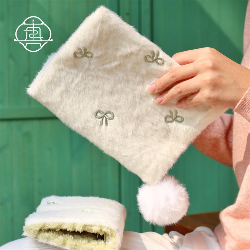 真我 绒绒蝴蝶结 毛绒刺绣手账手工布书衣日记本笔记本a5a6手帐本