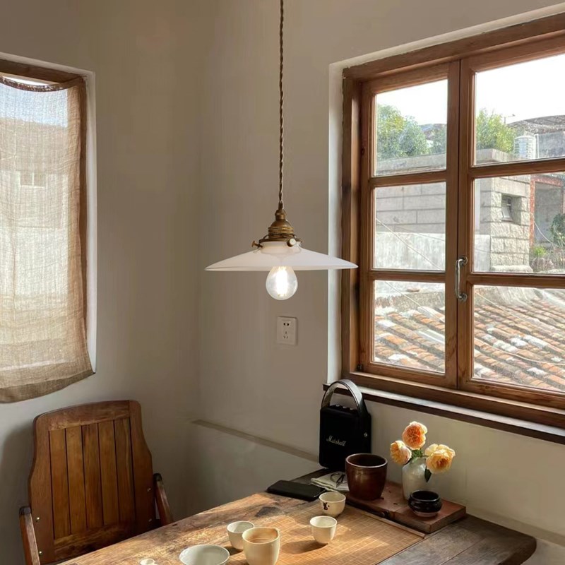 日式复古玻璃黄铜吊n灯餐厅厨房吧台床头北欧简约咖啡店灯具侘寂