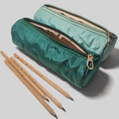 简约刺绣大容量笔袋初中生铅笔小清新可爱轻便简约用心造物文具袋