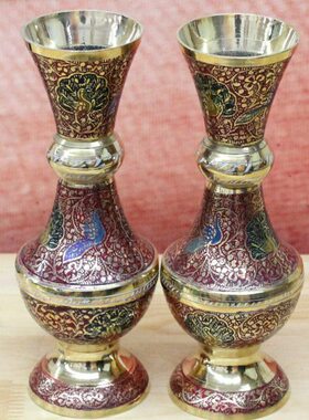 印度手工艺品巴基斯坦铜器进口9英寸巴给扎情侣瓶家居装饰品YT526