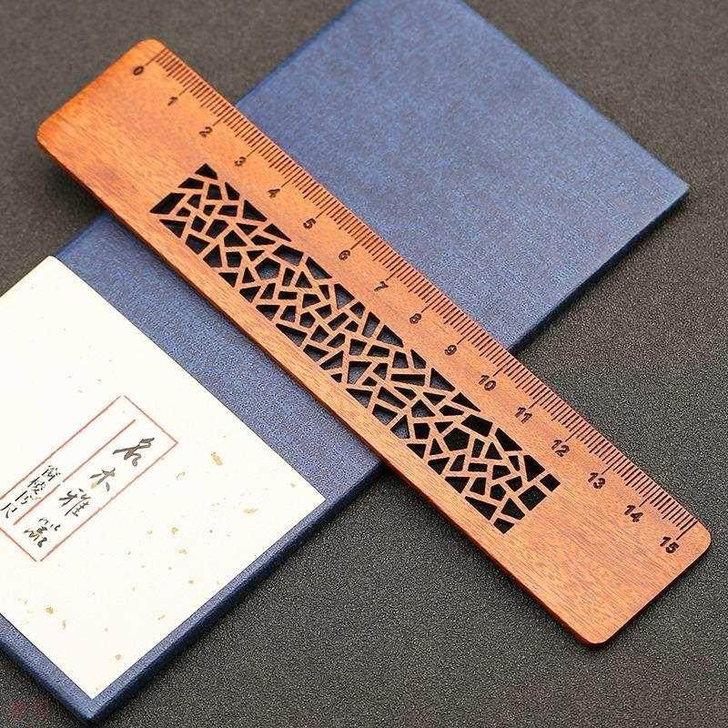 小雕匠 木质工艺品办公木尺红木D文具礼物创意礼品定制直尺子