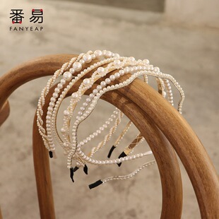 外出百 仙森系头箍仙气发卡发捆气质仿珍珠夏季 发箍 珍珠A1v501
