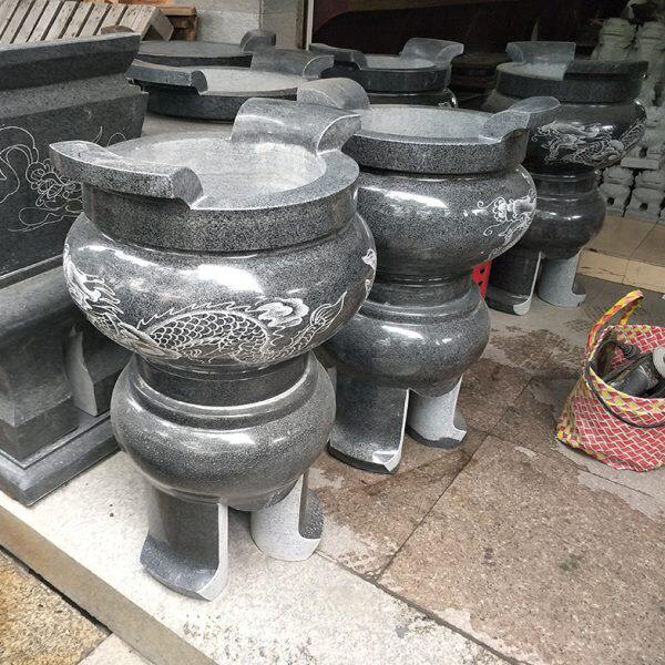 石雕香炉青石鼎大号圆形寺庙祠堂祭祀供佛家用大理石仿古带座香炉
