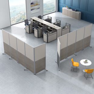 办公室屏风隔断简约现代可移动折叠推拉百叶隔断磨砂玻璃隔断挡板