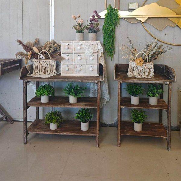 户外花园艺杂货桌实木置物架做旧展示花架庭院杂物桌露台家具多层,家居饰品,户外/庭院摆件,淘宝优惠券,粉丝福利购,淘宝优惠卷