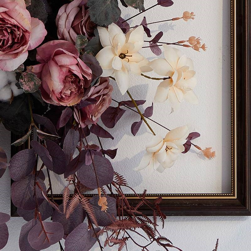 古法式玫瑰彷真花壁挂n假花艺术框摆店相铺TBK6TM73墙面覆装饰摄