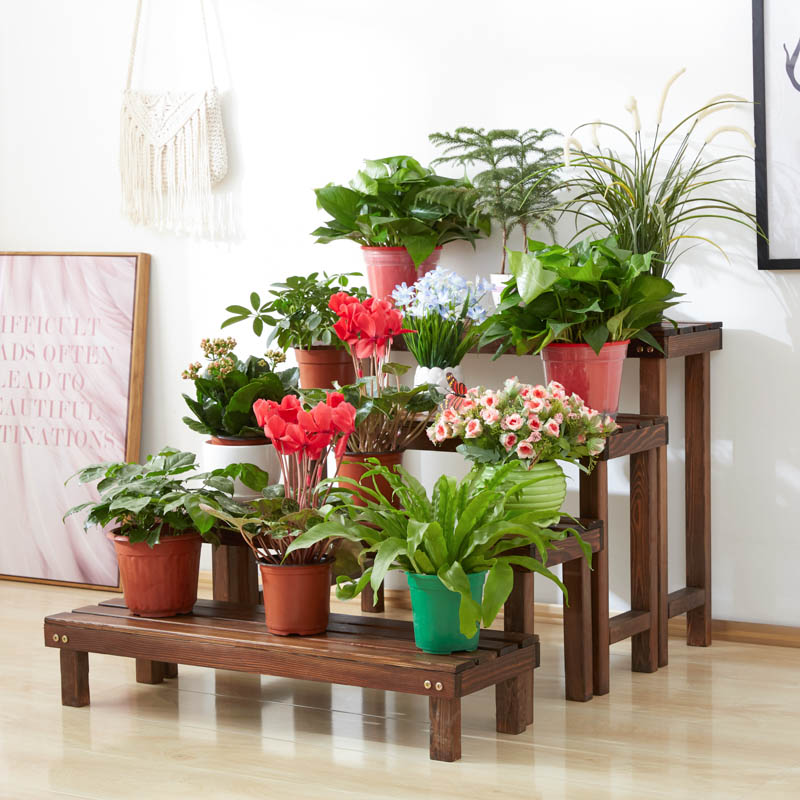 花架实木置e物架户外防腐阶梯阳台落地式多肉室内外多层客厅花盆