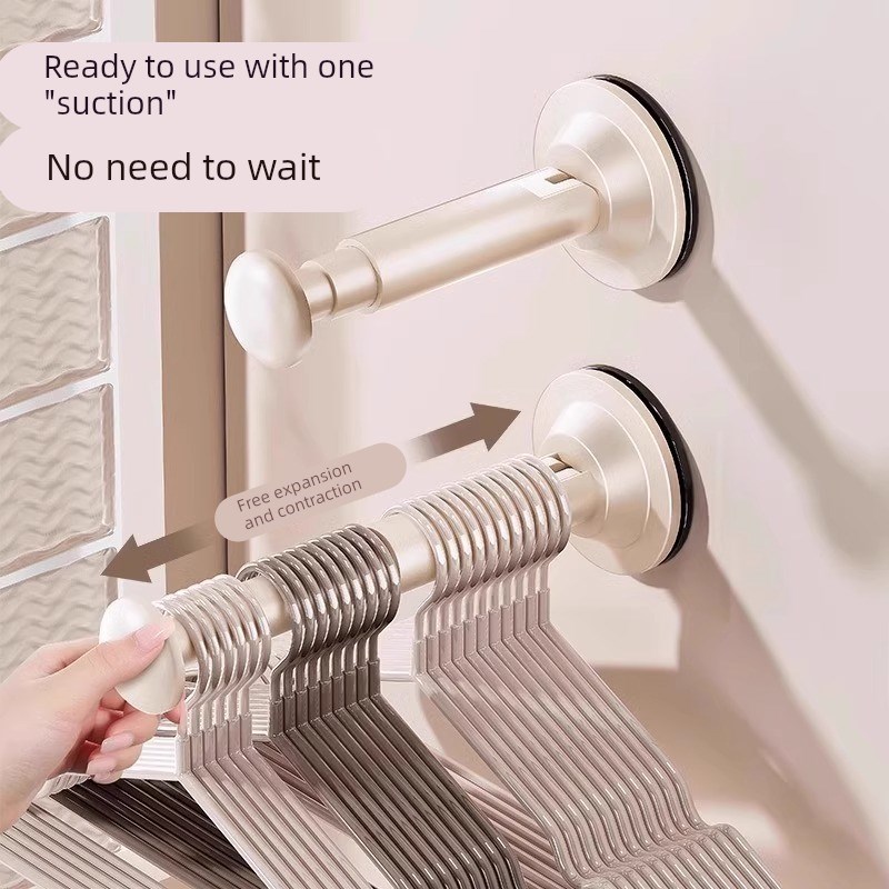 吸盘衣架收纳神器家用阳s台多功能伸缩免打孔无痕挂衣架子墙上壁