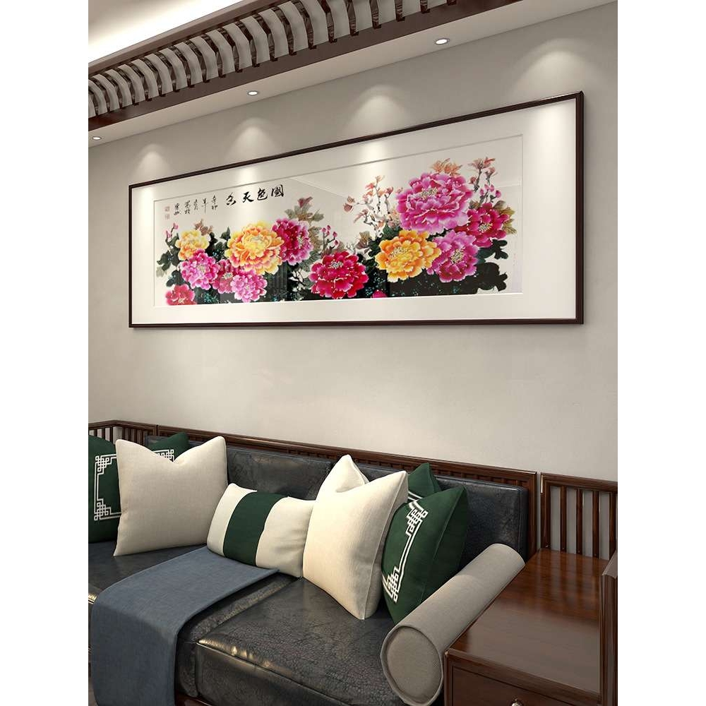 花开富贵牡丹国画现代中式客厅装饰画沙发背景墙壁画酒店挂画餐厅图片