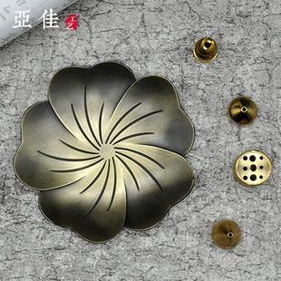 纯铜香插香炉家用室内莲花托盘居室檀香盘香夹线香小葫芦香道茶道