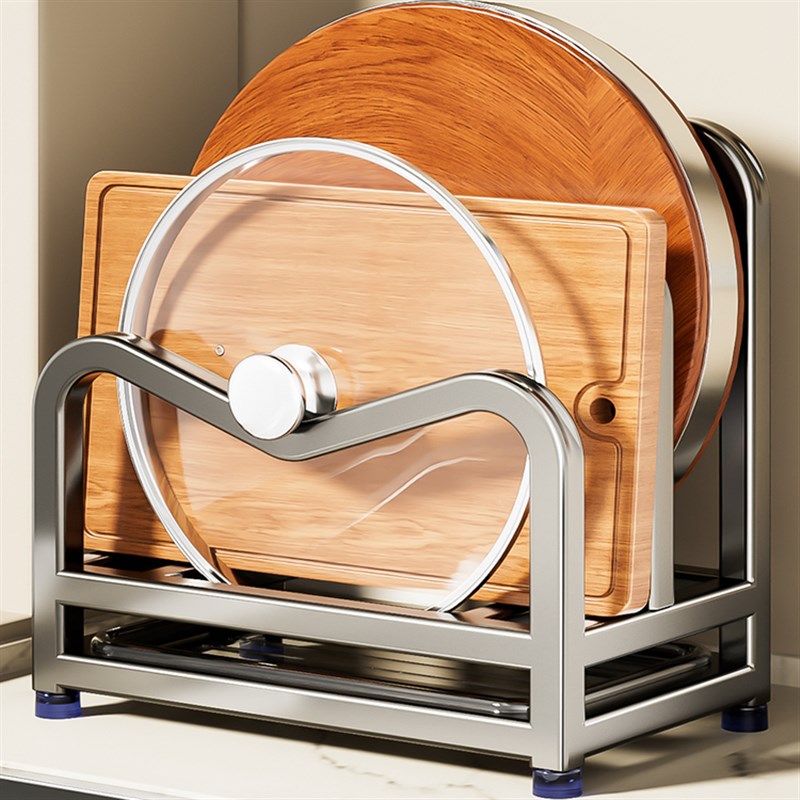 加厚304不锈钢砧板锅盖s置物架菜板案板放置架厨房刀锅铲一体刀架