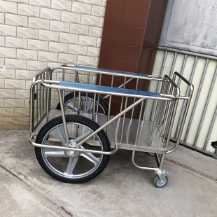 不锈钢送物车运输车大小r轮被服车(子母轮)加厚医院实验室小推车