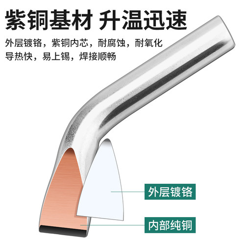 大功率外热式紫铜电烙铁头电焊笔焊锡枪弯头80尖头15V0W替换洛铁