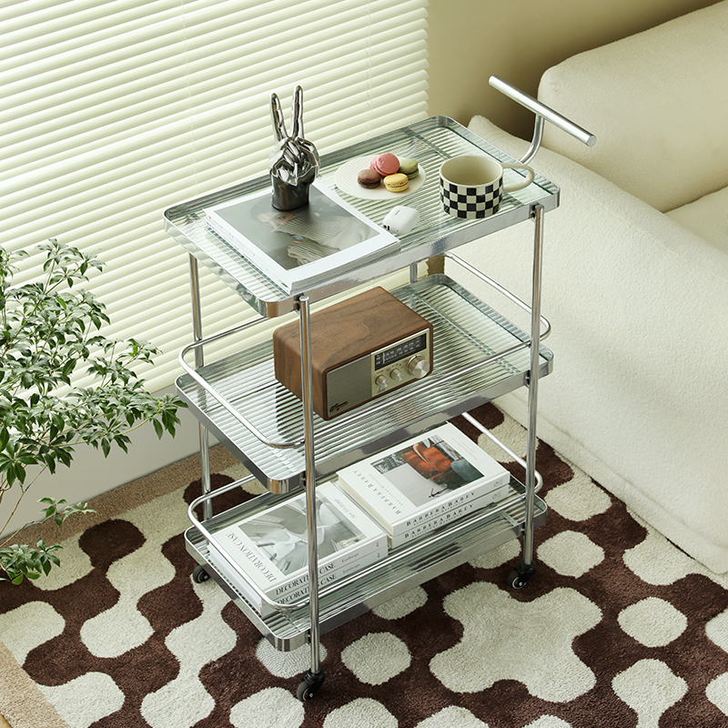 北欧现代小推车置物架q家用餐边柜带轮移动静音餐车高级感收纳边