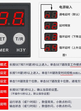JSZ6小型数显H3Y-2/4r/H时间继电器循环时间控制延时器12V24V220V