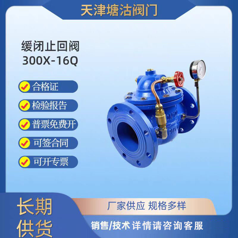 天津塘沽阀门泵房缓闭止回阀300X-16QDN100水力控制阀