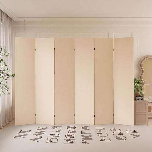 纯色奶油风现代简约屏风隔断客厅办公室折叠移动推拉遮挡家用折屏