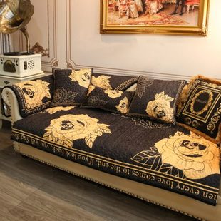 通用现代高级感防滑皮沙发套罩盖布巾坐垫 枕西湖轻奢风沙发垫四季