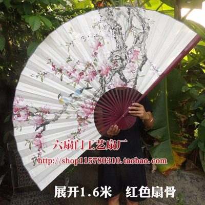 超大壁挂扇工艺大折扇子墙面中国风装饰画扇客厅大挂扇春天桃花扇