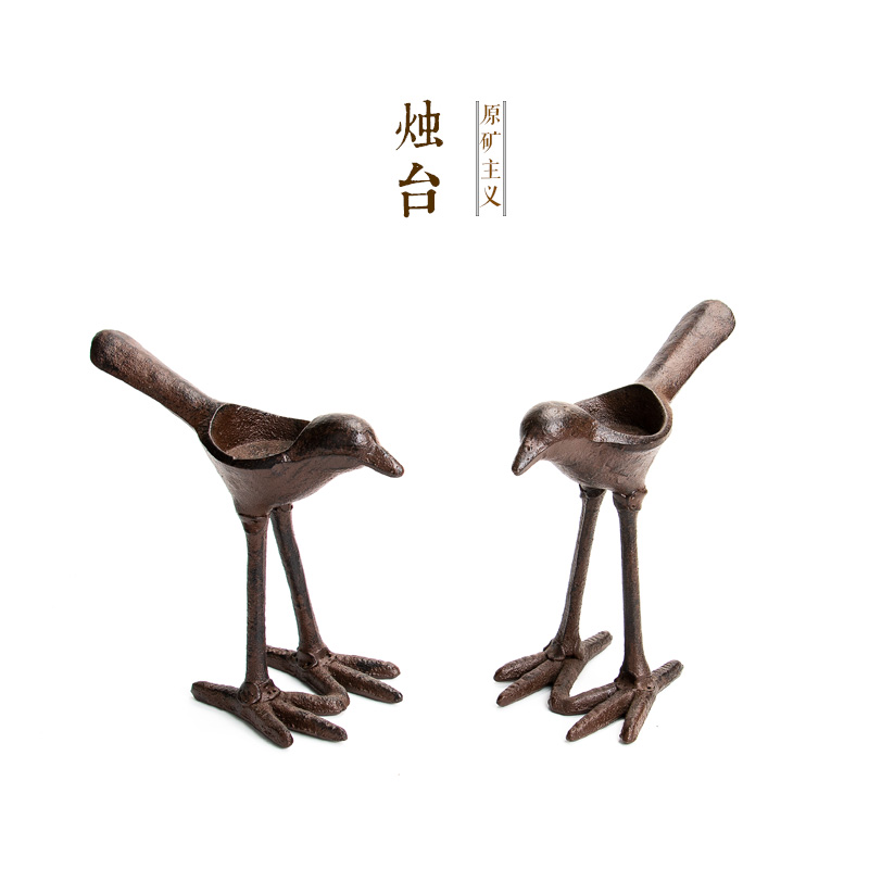 铸铁复古喜鹊烛台铁灯老油灯铸铁仿古老灯N台蜡台民俗老物件烛台