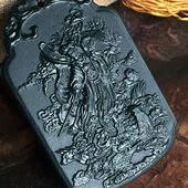 包邮 九天玄女娘娘玉石吊坠黎山骊山老母斗姆斗姥元 君黑老太太像