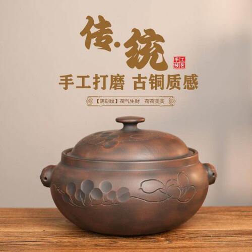云南建水紫陶汽锅鸡专用蒸汽锅全手工气锅鸡汽锅紫砂家用陶锅煲汤