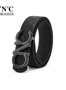 C'N'C·HOMASIER男士皮带真皮平滑扣商务休闲简约头层牛皮裤腰带