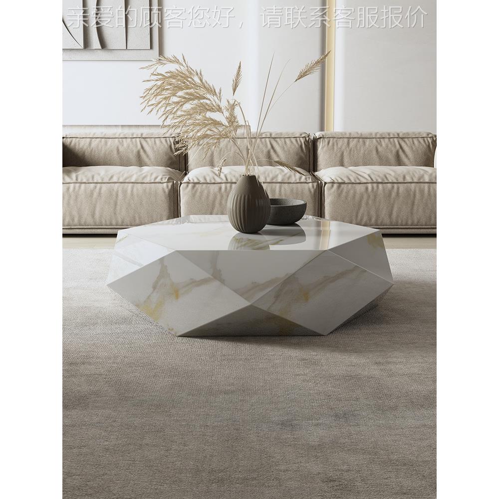 进几口绿岩板茶台极简厅51创意设奢华高计端菱形轻奢客矮茶桌