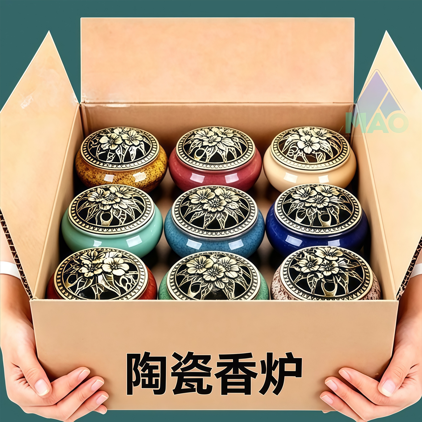 【茶道沉香】精美大号陶瓷檀香炉