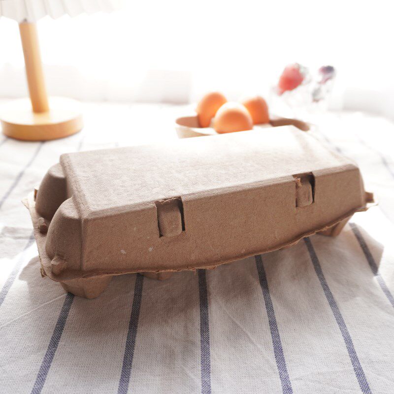 鸡蛋包装盒6/9/10枚免折叠开关黄色篮M子打包托纸浆生物可降解