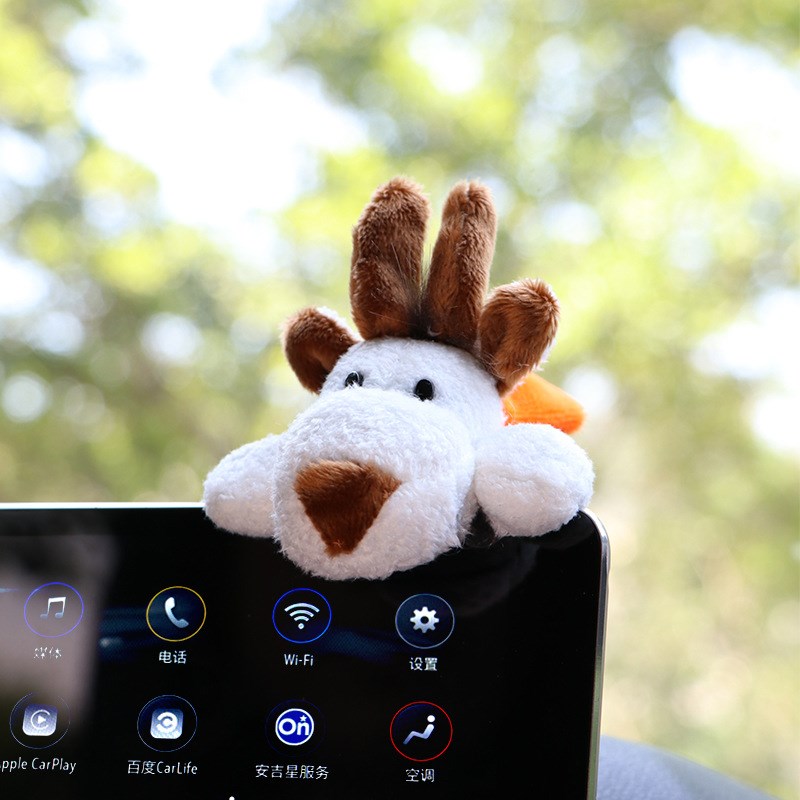 炸毛狮子汽车趴屏幕公仔玩偶创意装饰G品车内卡通中控台显示屏摆