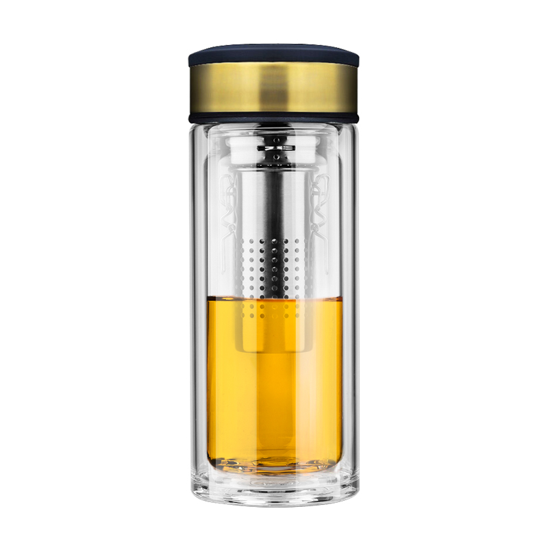 万象双层玻璃杯茶水分离水杯男透明办公室家用过滤泡茶杯X子V53GL