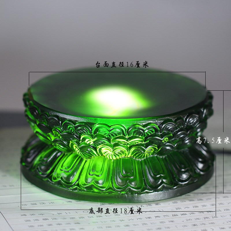 琉璃发光莲花底座加高p垫圆形室内摆放带灯底座亮光透明莲花台座