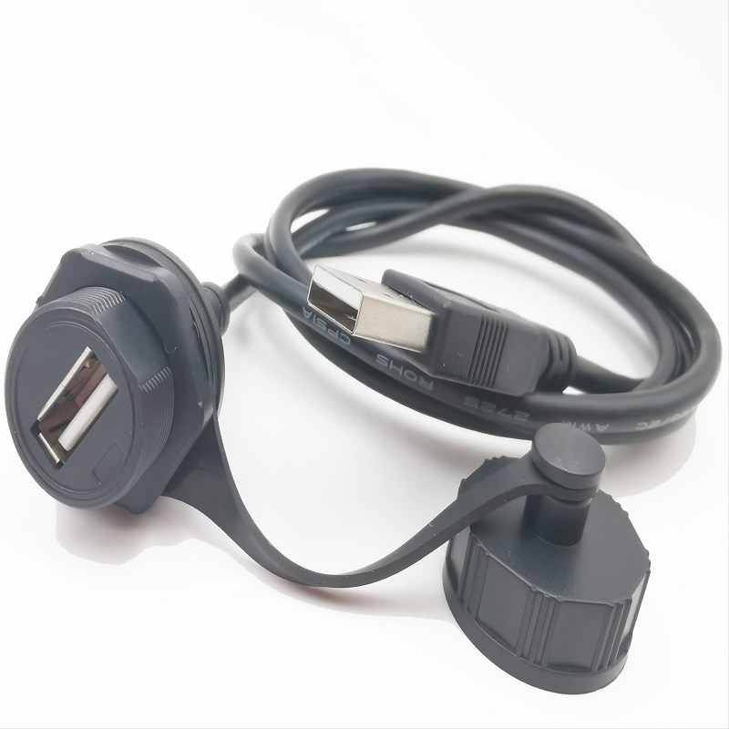 20Y-aUSB面板固定直通母插座 IP67防水信号AFAM公母接头数据连接