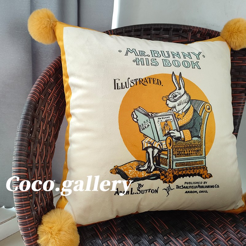 可可的画廊法式轻奢风卡r通动物图案创意艺术抱枕客厅卧室方形靠