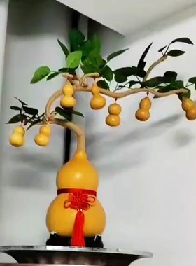 葫芦摆件一颗藤上七个葫芦发财树办公室客厅高档装饰品福禄风水