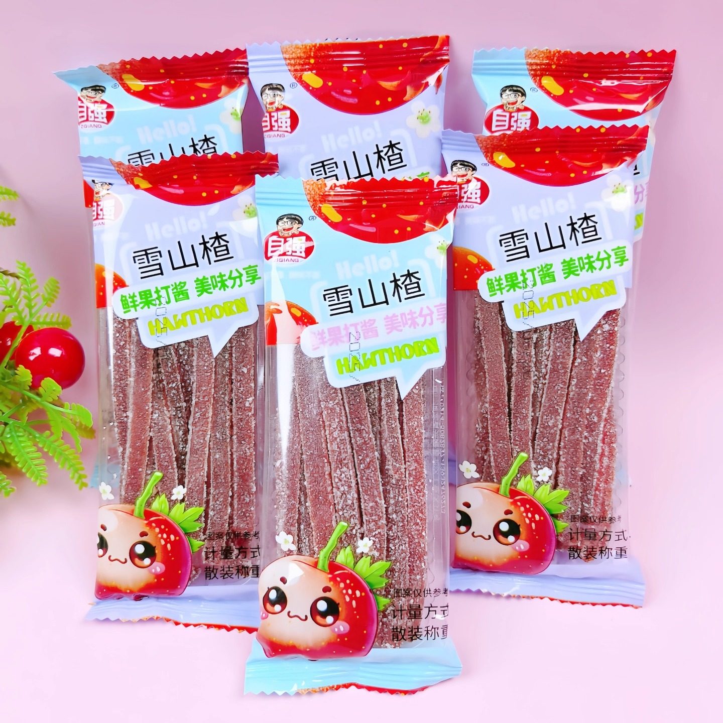 自强雪花山楂条独立包装酸甜可口办公室休闲零食雪山楂条零食批发