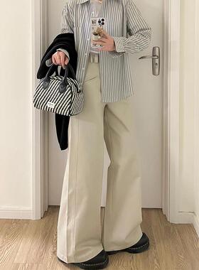 美式款KDU直筒工装高裤女夏季宽新胖妹妹mm设计感腰松显瘦阔腿休