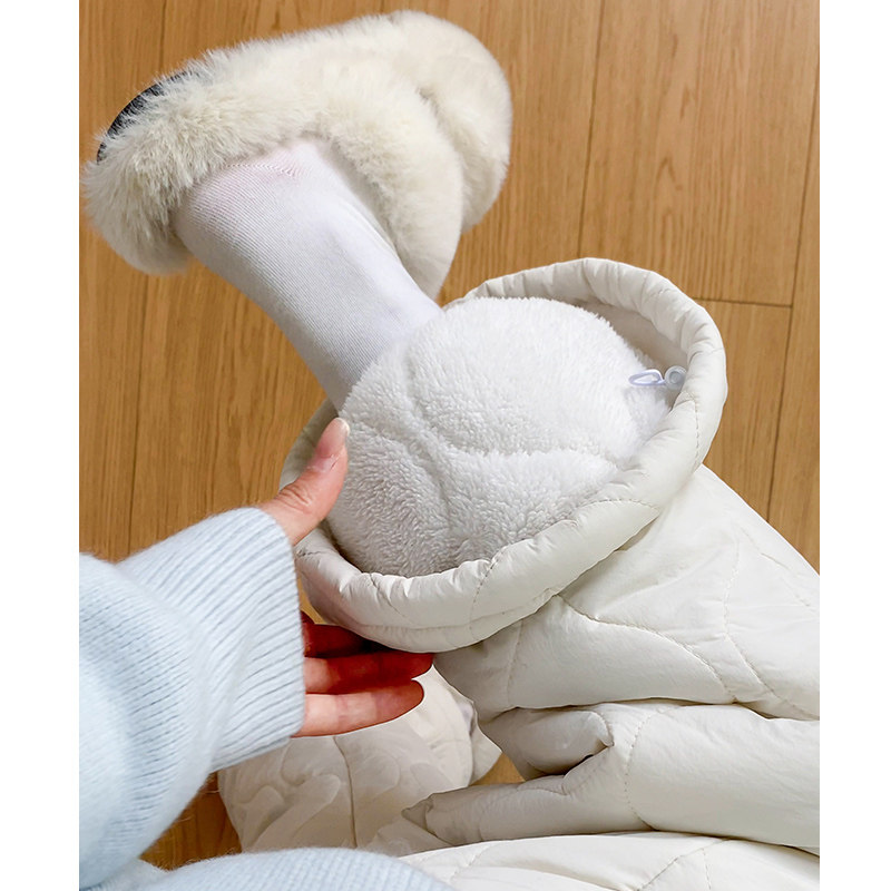 白色羊羔绒加厚阔腿裤女冬季2025新款加绒加厚保暖休闲东北大棉裤